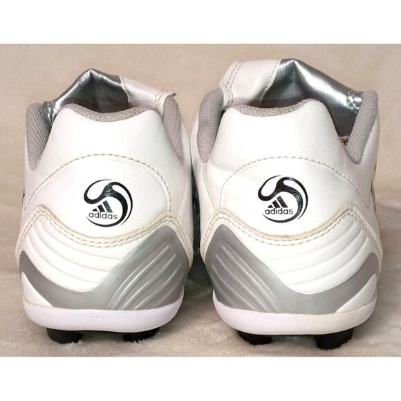Adidas Soccer Cleats Size 5.5 White/Silver/Red Synthetic Leather Kids/Youth - Picture 8 of 9